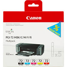 Canon - 6402B009 - PGI-72 Set of Matte Black - Cyan - Yellow - Magenta - Red  Ink Cartridges - £58-00 plus VAT - Back on Stock
