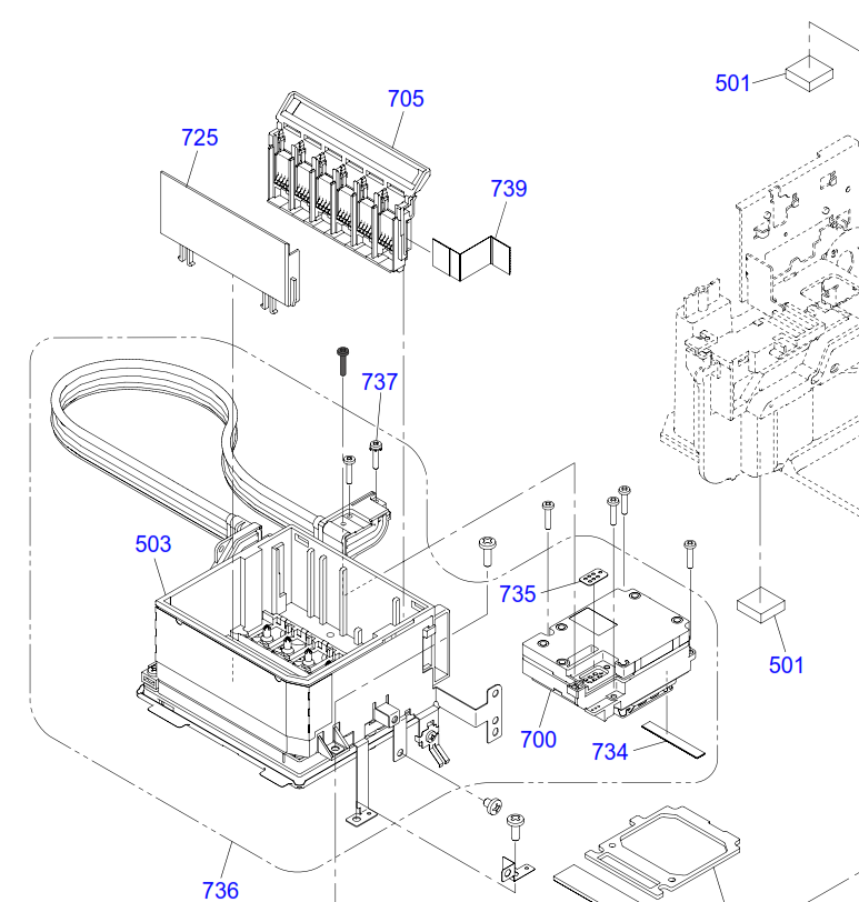 Epson - 1572824 - 1544352 - 1558257 - 1502219 - 1513433 - CSIC - Ink Cartridge Sensor Holder Board Populated with 6 Connectors - £24-99 plus VAT - Temporarily Unavailable - ETA Mid October
