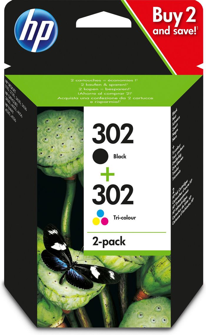 HP - Hewlett Packard - X4D37AE - Out of Date No 302 Twin Pack Low Capacity Colour Ink Cartridge - £33-99 plus VAT - In Stock 1 to 2 Day Leadtime