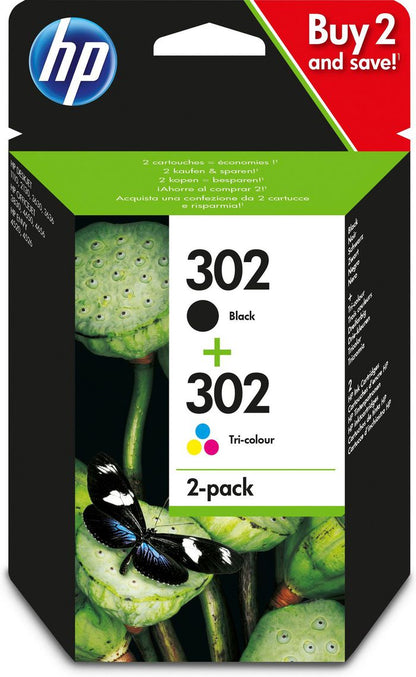 HP - Hewlett Packard - X4D37AE - Out of Date No 302 Twin Pack Low Capacity Colour Ink Cartridge - £33-99 plus VAT - In Stock 1 to 2 Day Leadtime